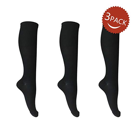 MIXSNOW Compression Socks For Men and Women - 3 Pairs - Best Recovery Stockings for Athletic, Running, Travel, Pregnancy, Nursing, Varicose Veins and Edema - 15-20mmHg