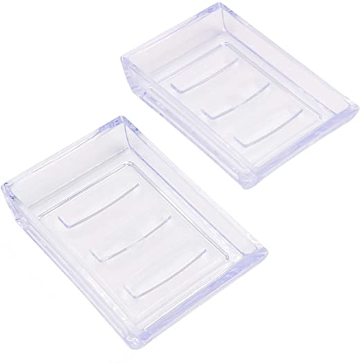 TOPSKY Soap Dish, Plastic Bar Soap Holder for Bathroom Shower, 2 Pack (Clear)