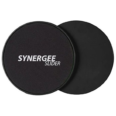 Synergee Black Gliding Discs Core Sliders. Dual Sided Use on Carpet or Hardwood Floors. Abdominal Exercise Equipment