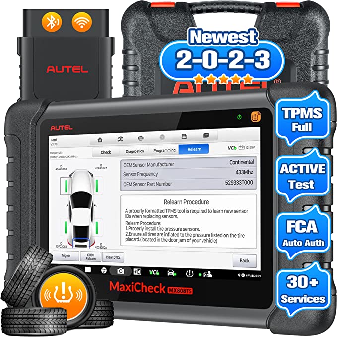 Autel Scanner MaxiCheck MX808TS, 2023 Same as MK808TS Upgrade of MK808BT/ MK808/ MX808, Bi-Directional Diagnostic Tool, Top TPMS Programming Relearn Activate Scanner, 30  Services, Full Diagnostics