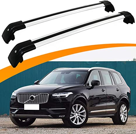 SnailAuto Fit for Volvo XC90 2015-2021 Lockable Baggage Silver Cross Bars Luggage Rack Roof Rack