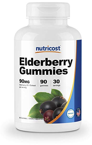 Nutricost Elderberry Gummies with Vitamin C & Zinc 90 Gummies - Gluten Free, Vegetarian, Natural Flavors