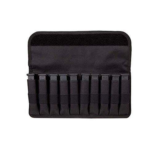 BASTION Large 10 Magazine Pouch with Cover, Sized for Glock and Other Magazines (Holds 10 Magazines)