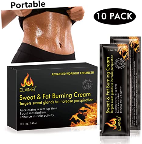 Hot Cream Cellulite Treatment, Fat Burning Sweat Cream for Belly, Workout Enhancer Gel, Natural Firming & Slim Cream for Shaping Abdomen, Waist and Buttocks (10 Pcs/Box)