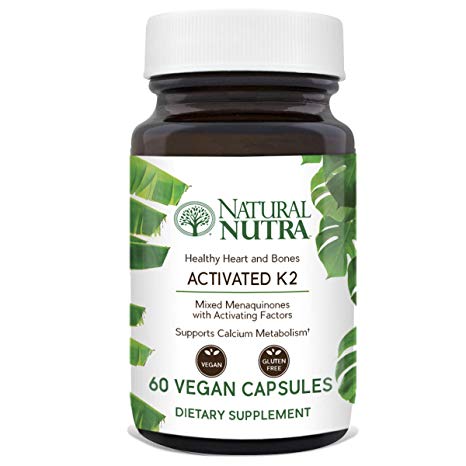 Natural Nutra Full Spectrum Vitamin K2 Supplement, MK4 to MK7 Plus MK8/9/10 with GLA Activation Complex, 75 mcg, 60 Vegan Capsules