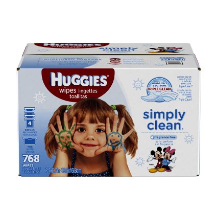 Huggies Simply Clean Baby Wipes, Unscented, Refill, 768 Ct (Packaging May Vary)