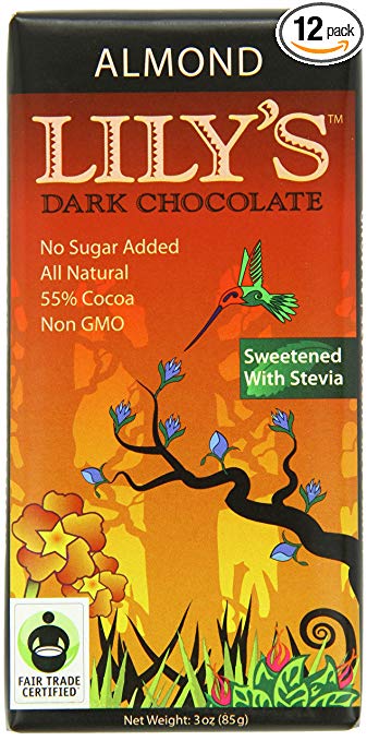 Lily's Dark Chocolate Bar With Stevia, Almond, 3 oz