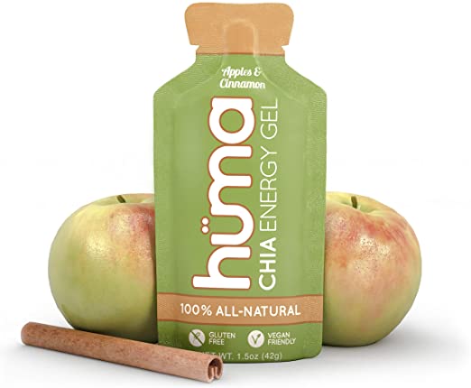 Huma Chia Energy Gel, Apples & Cinnamon, 12 Gels - Premier Sports Nutrition for Endurance Exercise
