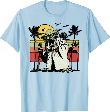 Star Wars Yoda Retro Striped Vintage Sunset Beach T-Shirt T-Shirt