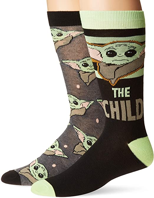 Star Wars The Mandalorian The Child Men's 2 Pack Crew Socks