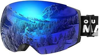 OutdoorMaster Unisex Skibrille PRO Damen Herren mit wechselgläsern, Schneebrille 100% UV-Schutz Skibrille für brillenträger, Anti-Nebel Snowboard Brille Ski Goggles für Jungen und Mädchen