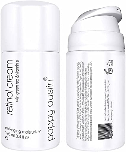 Poppy Austin 100 ml Double Size Retinol Cream - Organic & Vegan Retinol Face Cream with Vitamin E & Green Tea- Retinol Night Cream - Firming Cream - Cruelty-Free & Natural