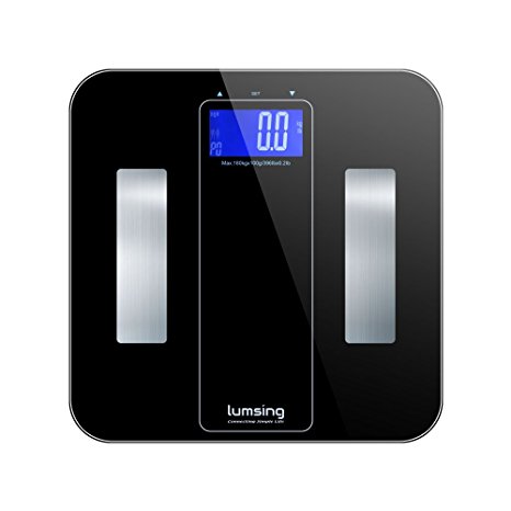 Lumsing Digital Scale Smart Body Analyzer, 10 Users Auto Recognition, Measures Weight, Body Fat, BMI, Water, Muscle and Bone Mass, 180kg/400lb Weight Capacity (Black)