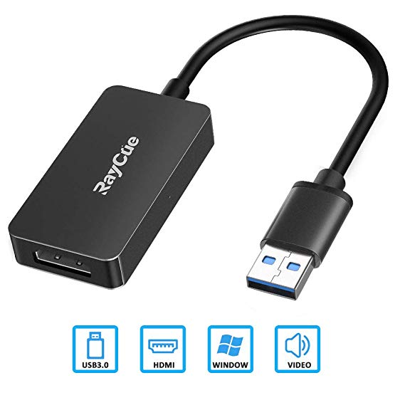 USB to HDMI Adapter, HD 1080P Video Audio Output, USB 3.0 to HDMI Converter Cable for Multiple Monitors, Support Windows XP/10/8.1/8/7 (Not Mac, Linux, Vista, Chrome, Firestick) (Black)