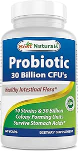 Best Naturals Probiotic 10 Strains & 30 Billion CFU Intestinal Flora, 60 Veggie Capsules (60 Count (Pack of 1))