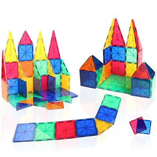 AMOSTING 32 Piece Magnet Building Tiles Clear Magnetic 3D Building Blocks Construction Playboards - Creativity beyond Imagination, Inspirational, Recreational, Educational, Conventional