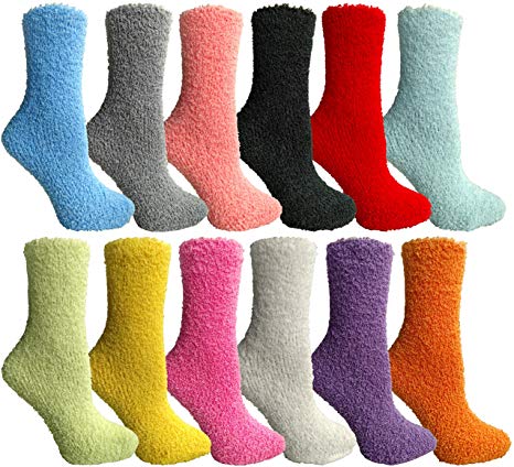 Yacht & Smith Women Fuzzy Socks Crew Socks, Warm Butter Soft (9-11)