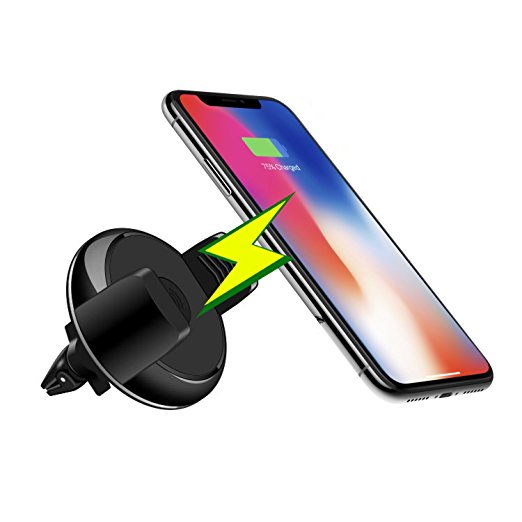 Foster Wireless Charger Qi Enabled Air Vent Car Mount for Phone and Tablets with Spring Clip