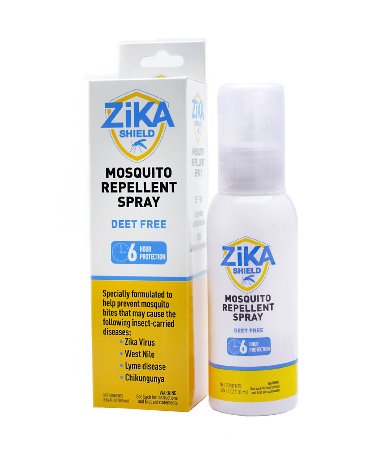 ZIKA Shield Mosquito Repellent Spray (Travel Pack,100ml) 100% All Natural, Non Toxic and DEET FREE. Zika Virus Prevention and Protection.