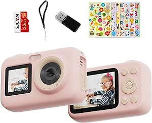 SJCAM Camara Fotos Infantil，Camara de Fotos para Niños 1080P 2,4'' 1,3'' Doble Pantalla LED, Cámara Fotos Niños con 32GB TF Tarjeta，cumpleaños para niños y niñas de 3 a 12 años