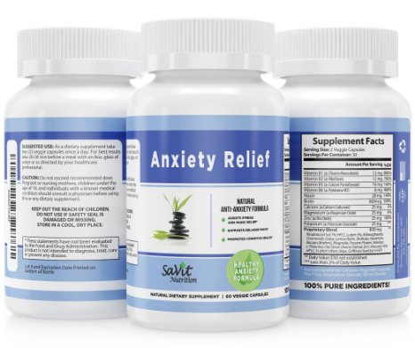 Premium Quality Natural Anxiety Relief Supplement ~ Supports Relaxed Mood ~ Calming Stress and Anxious Feelings ~ Promotes Cognitive Health ~ Panic Relief ~ Anti-Anxiety Mood Enhancer