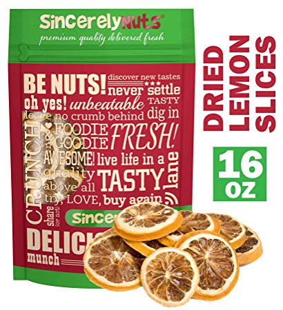 Sincerely Nuts Natural Dried Lemon Slices (1 LB) - Great Citrus Taste - Excellent Source of Vitamin C- Gluten-Free Food, Vegan, and Kosher Snack-Healthy, Low Calorie Dry Slices of Real Lemon