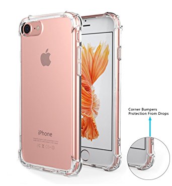 iPhone 7 Case - cresawis Shock-absorbent Scratch-resistant Cover Case with Transparent Soft Back Plate and Flexible TPU Gel Bumper for iPhone 7 4.7 Inch 2016 Release, Crystal Clear