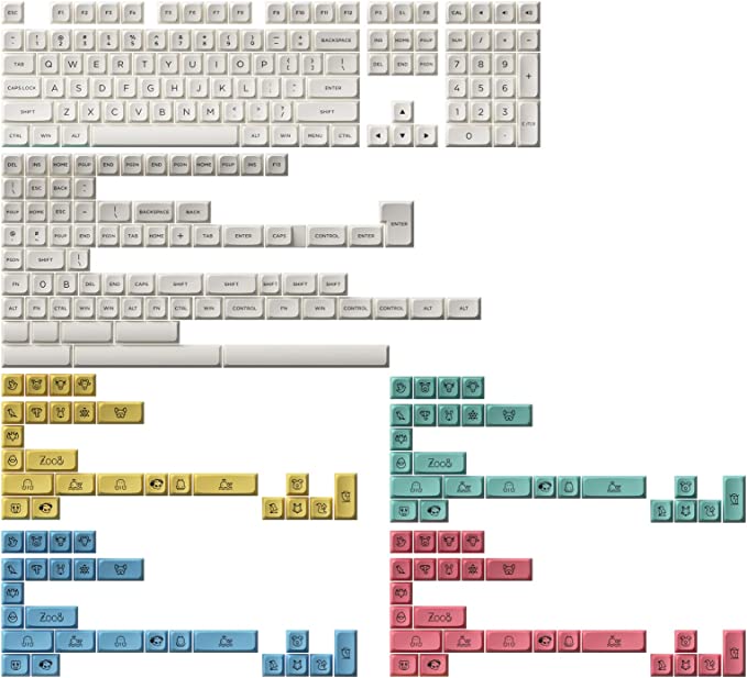 Akko Cream Keycaps Set with MDA Profile Double-Shot Keycap, 282 Keys with 4 Different Groups of Novelty Keys for ISO-UK & ANSI Layout, Compatible with Major-Sizes Mechanical Keyboards