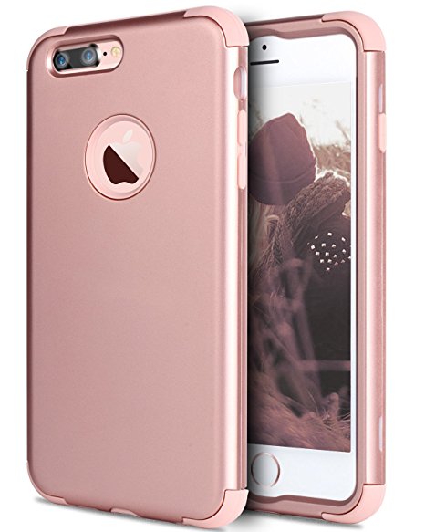 iPhone 7 Plus Case, BENTOBEN Slim Hybrid Heavy Duty Shockproof Full-Body Protective Case with Dual Layer [Hard PC  Soft Silicone] Impact Protection Cover Case for iPhone 7 Plus (5.5 inch), Rose Gold