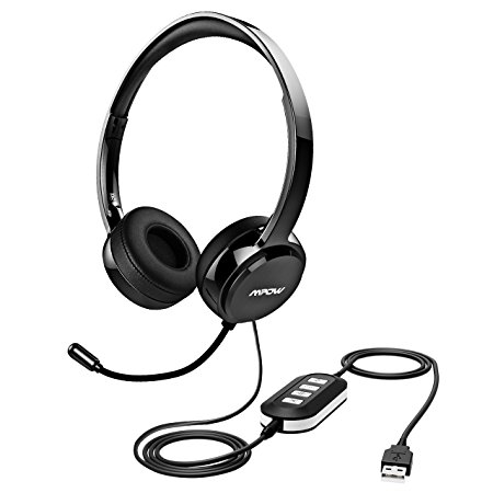 Mpow USB Headset/ 3.5mm Computer Headset with Microphone Noise Cancelling , Lightweight PC Headset Wired Headphones, Business Headset for Skype, Webinar, Phone, Call Center