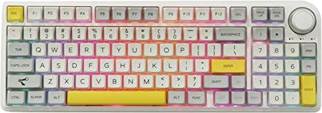 EPOMAKER TH96 96% Hot Swap RGB 2.4Ghz/Bluetooth 5.0/Wired Gasket Mechanical Keyboard with South-Facing RGB LEDs, 6000mAh Battery, Knob Control for Windows/Mac(Theory MDA, Gateron Pro Yellow)