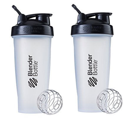 Blender Bottle Classic Loop Top Shaker Bottle, Clear/Black, 28-Ounce 2-Pack