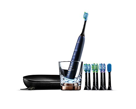 Philips Sonicare DiamondClean Smart Electric Toothbrush with Bluetooth, app, Tongue Cleaner, Charging Travel Case, and 8 Brush Heads – 9700 Series, Lunar Blue, HX9957/51