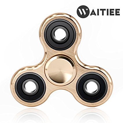 Waitiee Tri Fidget Spinner Hand spinner mental Toy Stress Reducer - Perfect For ADD, ADHD, Anxiety, and Autism Adult Funny Anti Stress Toys (gold)