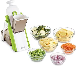 DASH Safe Slice® Mandoline Slicer, Julienne   Dicer for Vegetables, Meal Prep & More with 30  Presets & Thickness Adjuster - Green