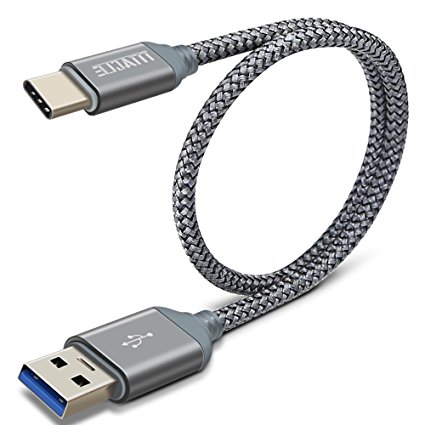 Reversible USB C Cable, USB Type C Cable, TITACUTE 1FT Fast Charge Cable Durable Nylon Braided Cords Tangle Free Cable Short USB C Cable 3.0 for Galaxy C7 C9 Pro Nexus 5X 6P LG G6 G5 Honor 8 8S (Grey)
