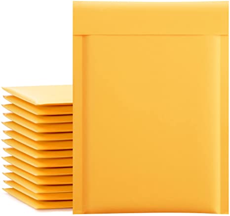 UCGOU Kraft Bubble Mailers 6x10 Inch 50 Pack Yellow Padded Envelopes #0 Small Business Mailing Packages Self Seal Shipping Bags for Makeup Supplies