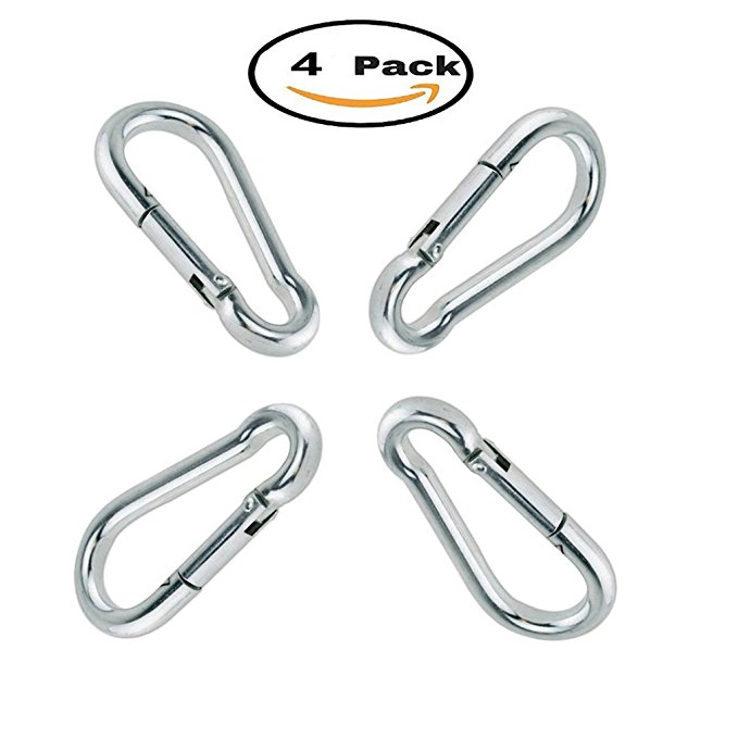 2.3 Inch Stainless Carabiner Clip Heavy Duty Snap Hook, Holds Up to 154lb/70kg (Max) for Climbing Sport, Stainless Steel Spring Snap Hook Steel 304 Clip Keychainr, Set of 4