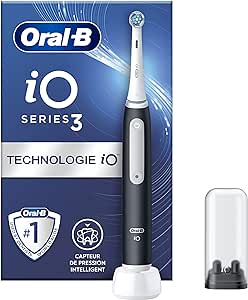 Oral-B iO 3N Brosse à Dents Électrique, Noir, Brossette Ronde, Micro-Vibrations Douces, 3 Modes de Brossage, 1 Chargeur, 1 Porte-Brossettes, Rechargeable