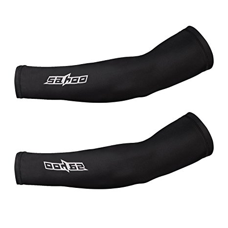 SAHOO Arm Sleeves (1 Pair) Compression - Men, Women & Youth Basketball Shooter Sleeve - Unisex Compression Fit Athletic UV Protection Breathable XX-Large (Black)