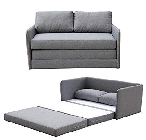 Container Furniture Direct Kathy Collection Modern Contemporary Fabric Upholstered Livingroom Loveseat Sleeper, Grey