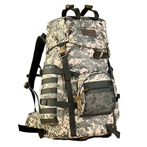 Protector Plus Military Tactical Backpack Gear 900D Nylon Sport Outdoor Rucksack Waterproof Molle Assault Pack 60L (ACU Camouflage)