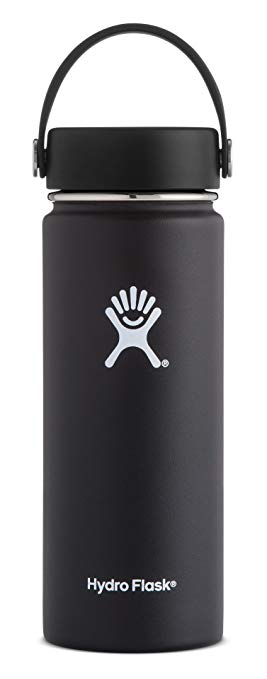 Hydro Flask 18 oz Double Wall Vacuum Insulated Stainless Steel Leak Proof Sports Water Bottle, Wide Mouth with BPA Free Flex Cap, Black