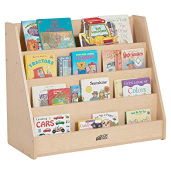 ECR4Kids Colorful Essentials 4-Tier Book Display Stand, Maple