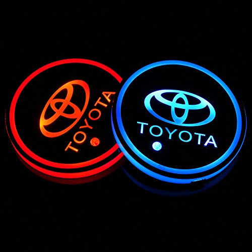 monochef Auto sport 2PCS LED Cup Holder Mat Pad Coaster with USB Rechargeable Interior Decoration Light (Toyota)