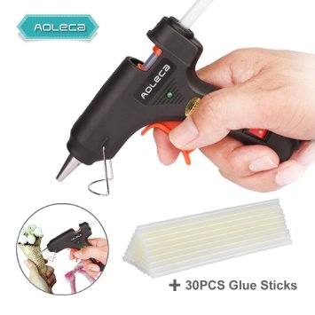 Hot Glue Gun with 30pcs Melt Glue Sticks Aoleca High Temperature Melting Adhesive Glue Gun Kit for DIY Small Craft and Quick Repairs in Home & Office (20-watt, Black)