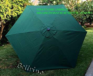 BELLRINO DECOR Replacement Hunter Green " STRONG & THICK " Umbrella Canopy for 9ft 6 Ribs (Canopy Only)