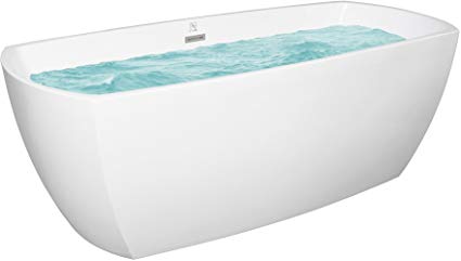 AKDY 69" Acrylic White Finish Oval Freestanding SPA Bathtub w/Overflow
