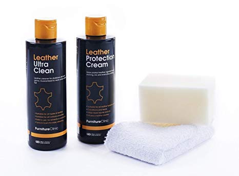 Complete Leather Care Kit | Leather Cleaner & Protection Cream for Sofas, Cars, Furniture | Premium Set is Infused with a Leather Aroma and Includes the 500ml Ultra Clean & 500ml Leather Conditioner, Cloth & Sponge