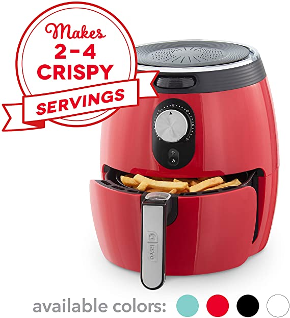 DASH DMAF355GBRD02 Deluxe Air Fryer, 3qt, Red